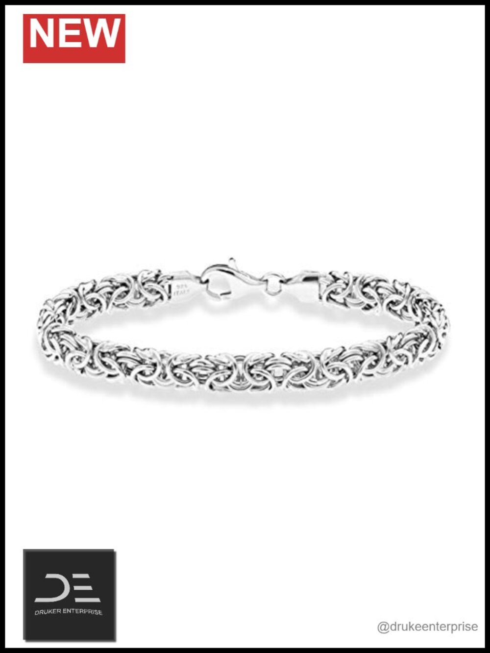 Italian 925 Sterling Silver Byzantine Chain Bracelet for Women, Link Bracelet